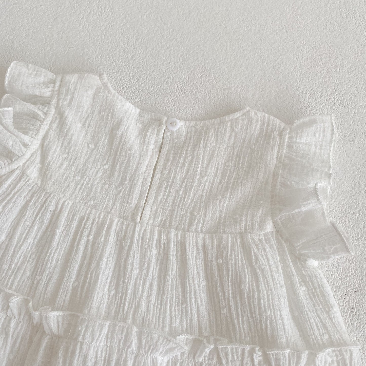 Toddler Girl Round Neck Ruffled Flying Sleeves Summer Dress