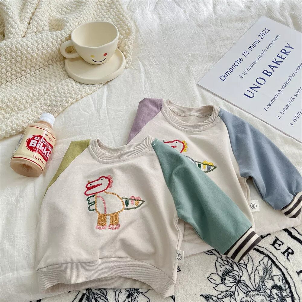 Embroidered Dino Sweatshirt