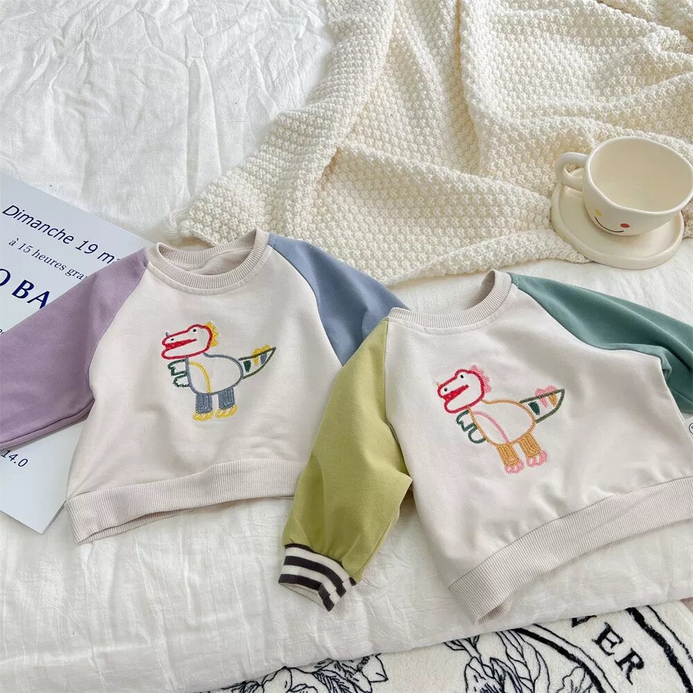 Embroidered Dino Sweatshirt