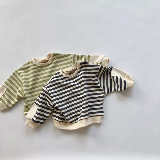 Green and Black Striped Sweatshirt