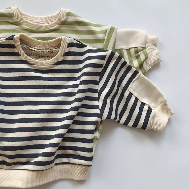 Green and Black Striped Sweatshirt