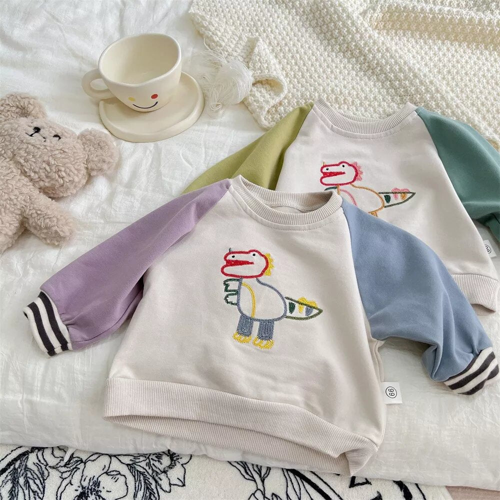 Embroidered Dino Sweatshirt