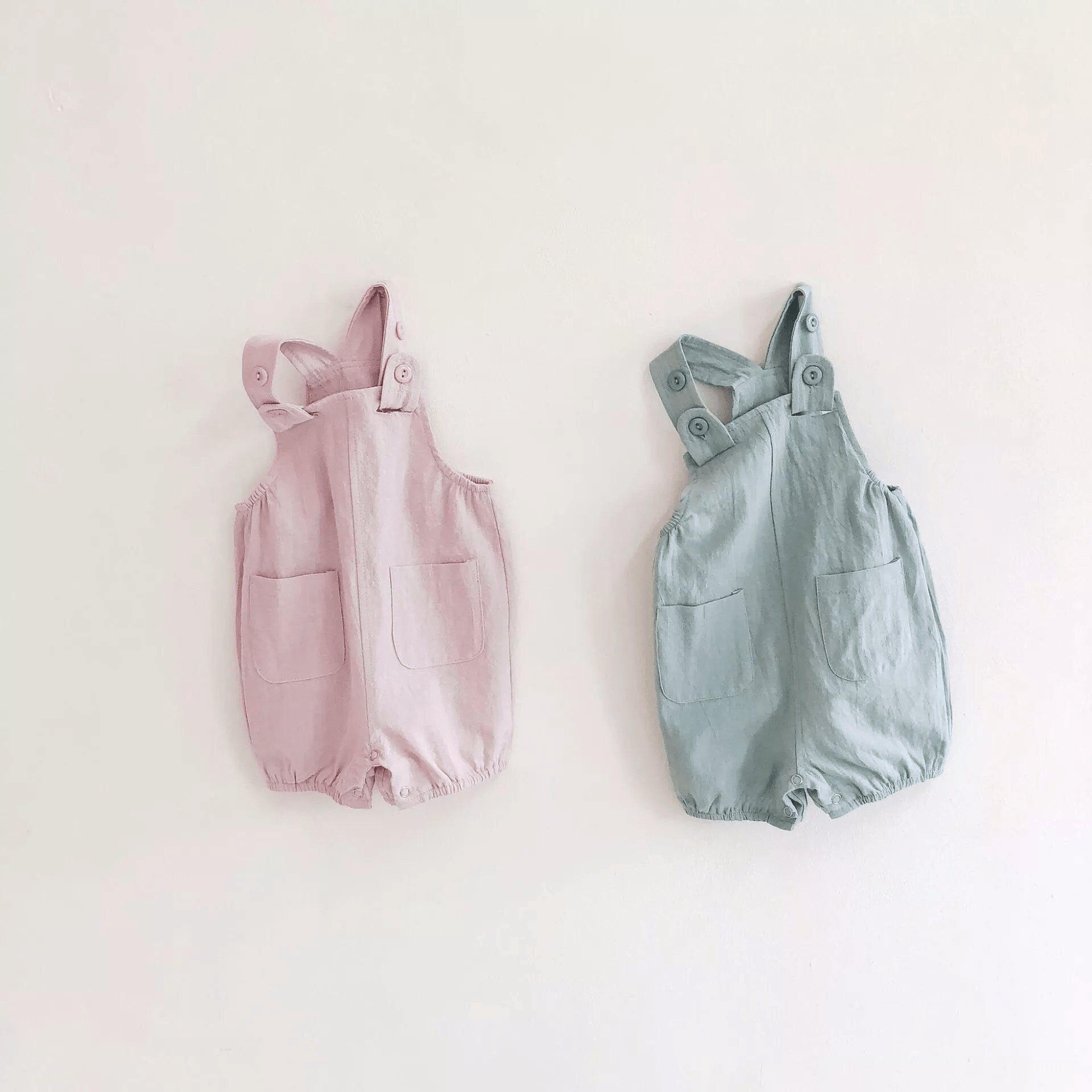 Cute Linen Cotton baby overall playsuit with pockets perfect baby shower gift