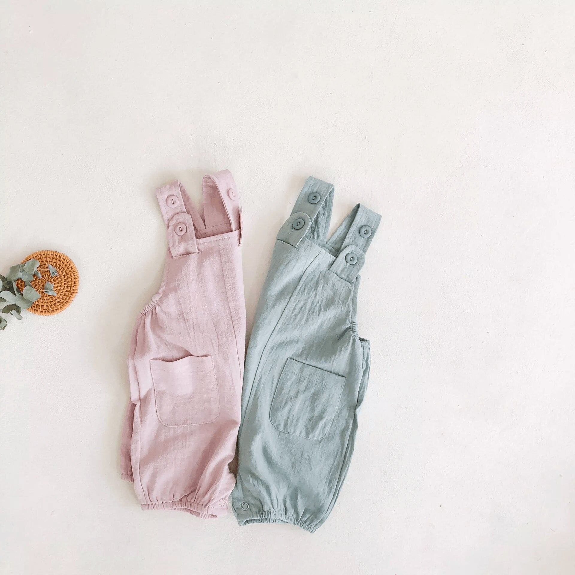 Cute Linen Cotton baby overall playsuit with pockets perfect baby shower gift