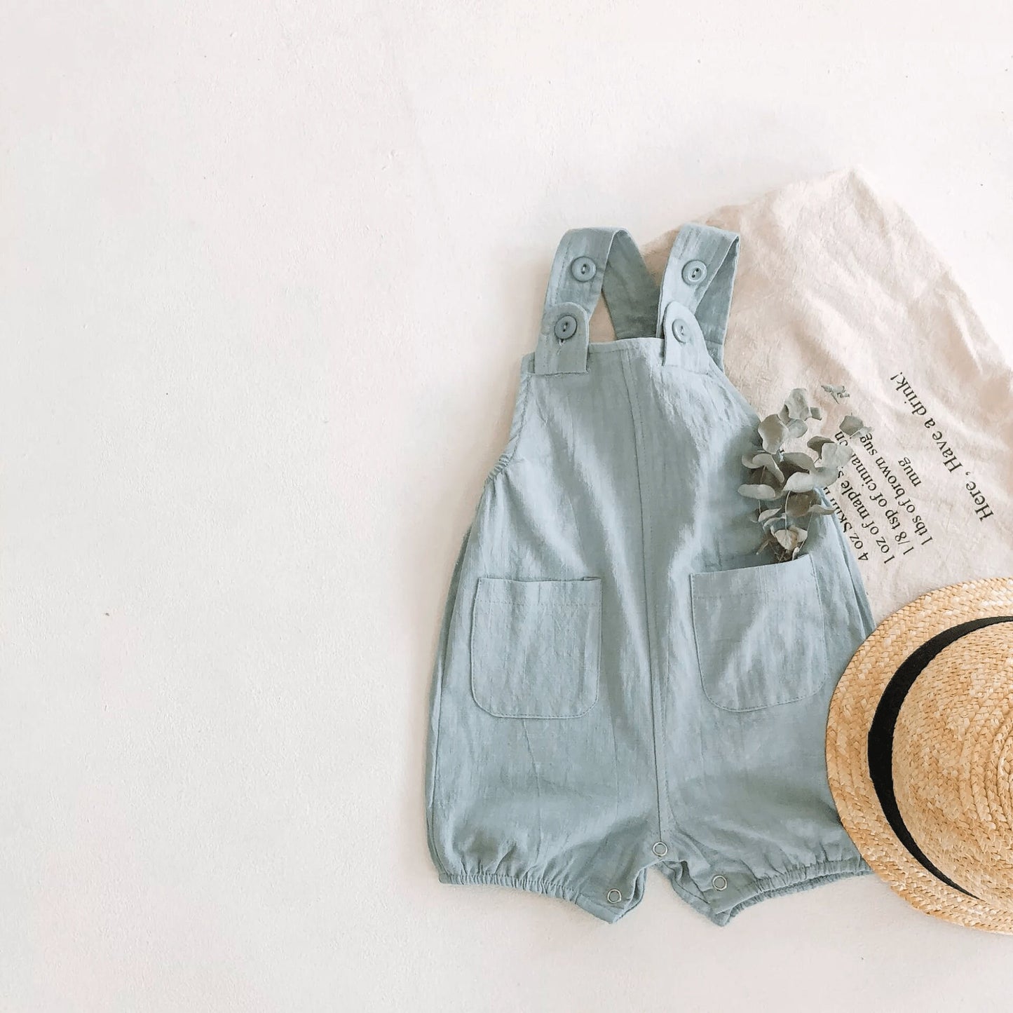 Cute Linen Cotton baby overall playsuit with pockets perfect baby shower gift