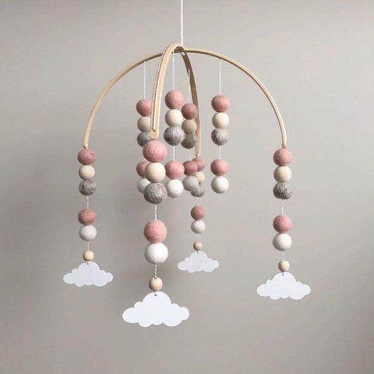 Pink felt ball Nursery mobile