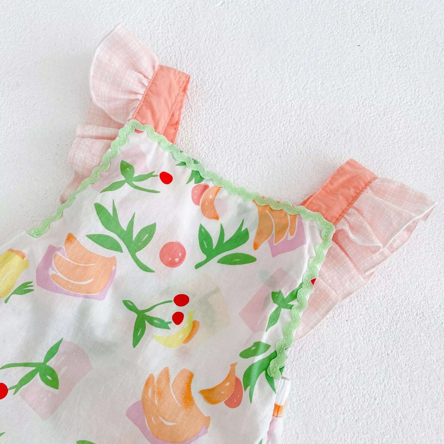 Baby Girl Summer Romper, Cherry, Banana pastel color Romper, Baby Shower gift