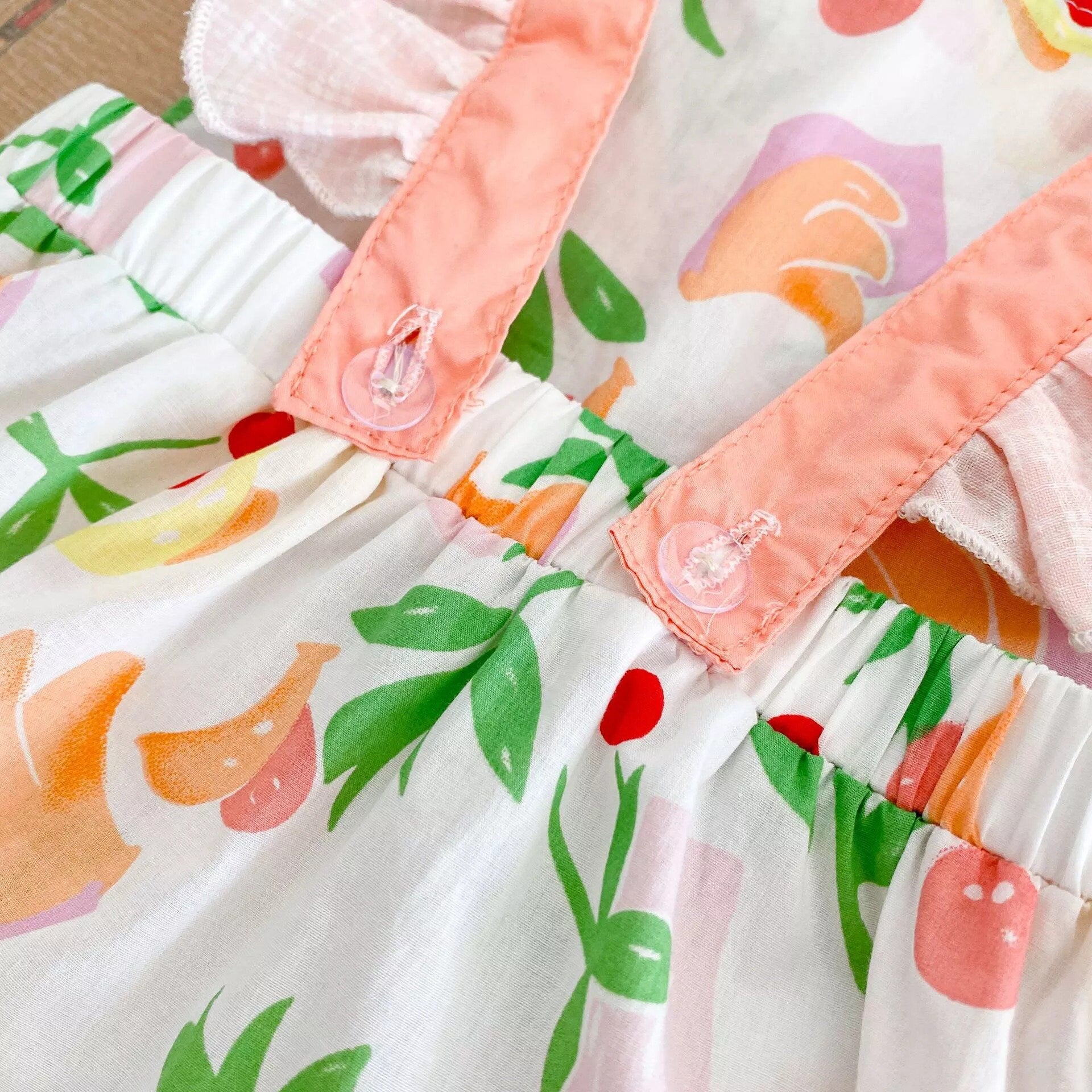 Baby Girl Summer Romper, Cherry, Banana pastel color Romper, Baby Shower gift