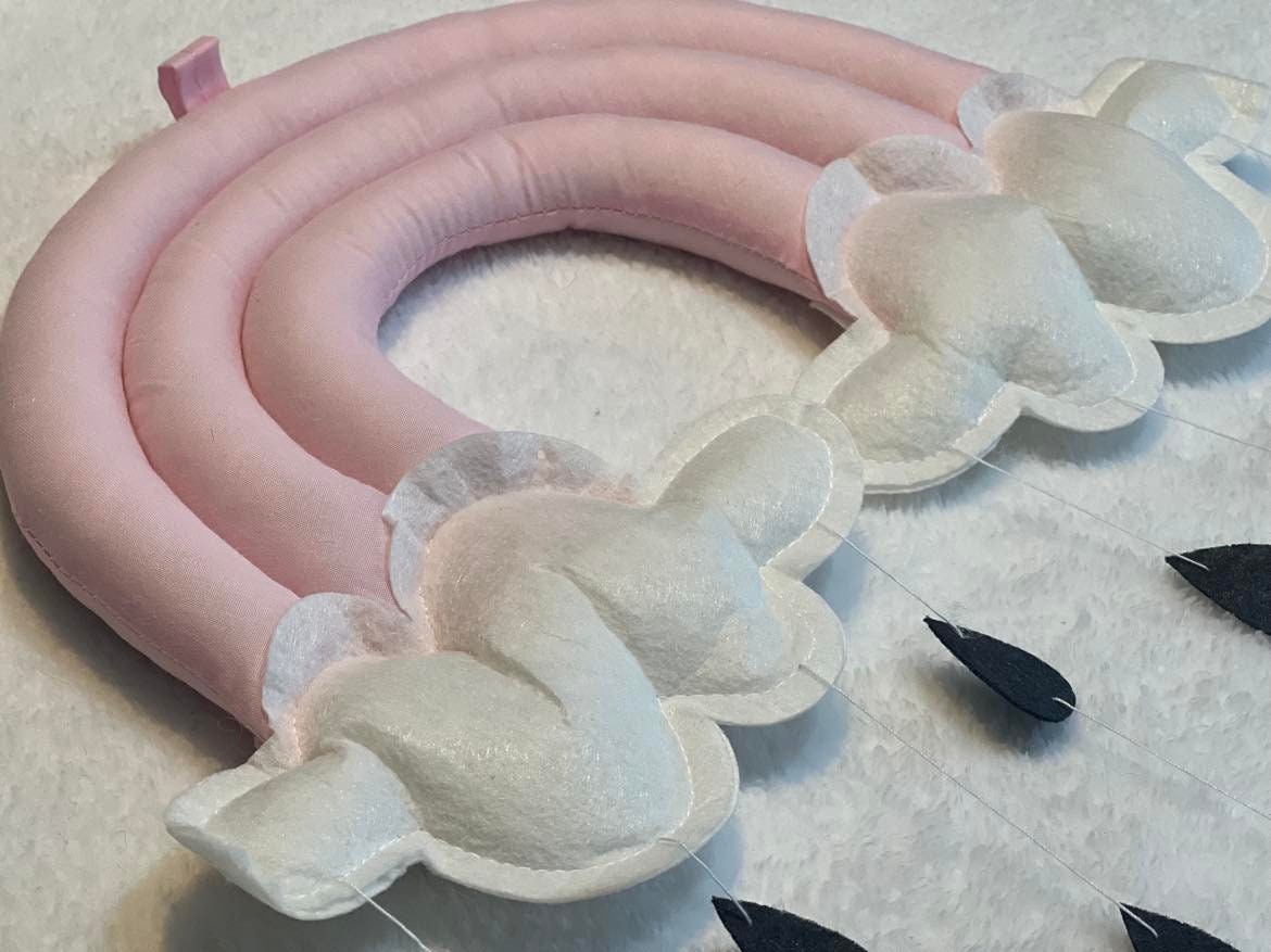 Pink Rainbow Nursery Decoration, Wall Hanging, Nursery Mobile, Cot Mobile, Crib Mobile for baby Girl