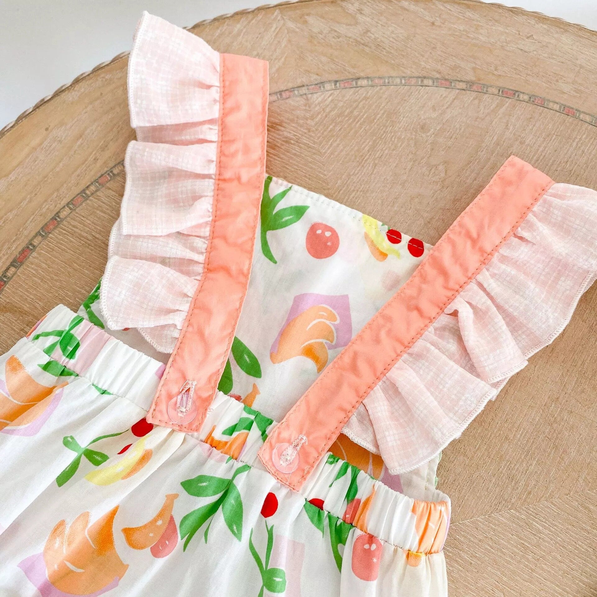 Baby Girl Summer Romper, Cherry, Banana pastel color Romper, Baby Shower gift