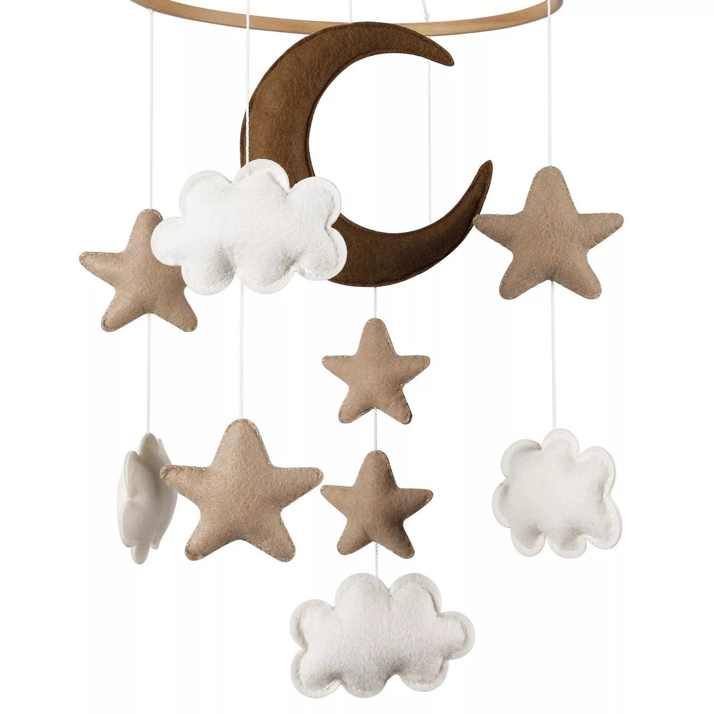 Brown Moon, Cloud and Stars Nursery Mobile
