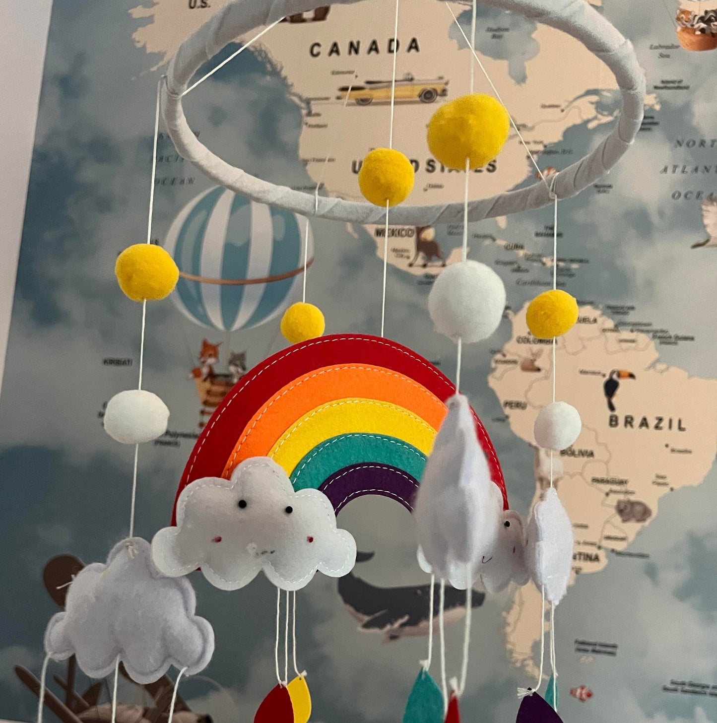 Rainbow and Cloud Nursery Mobile