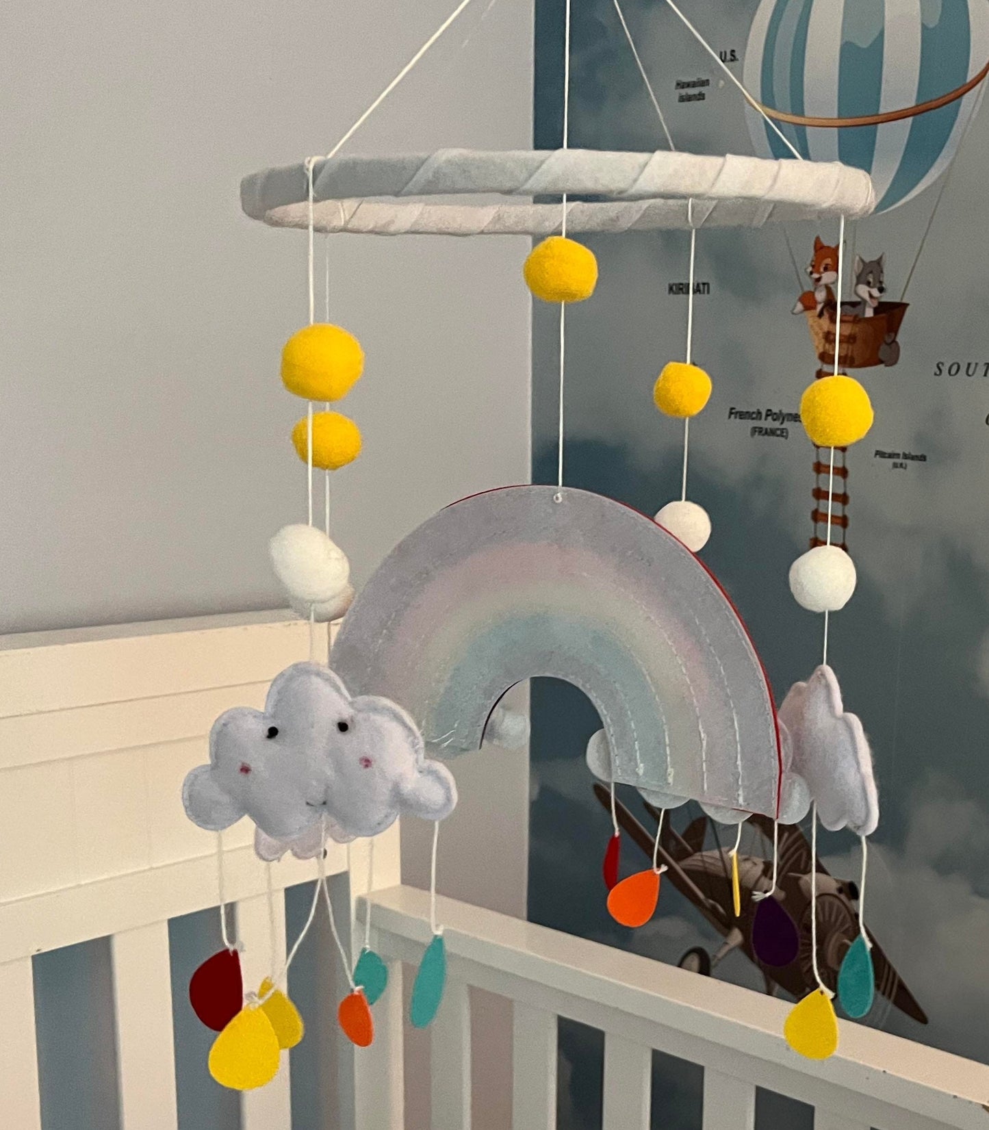 Rainbow and Cloud Nursery Mobile