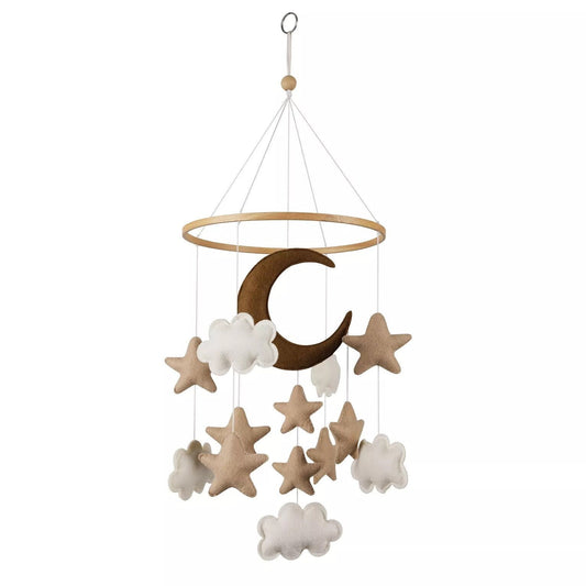 Brown Moon, Cloud and Stars Nursery Mobile