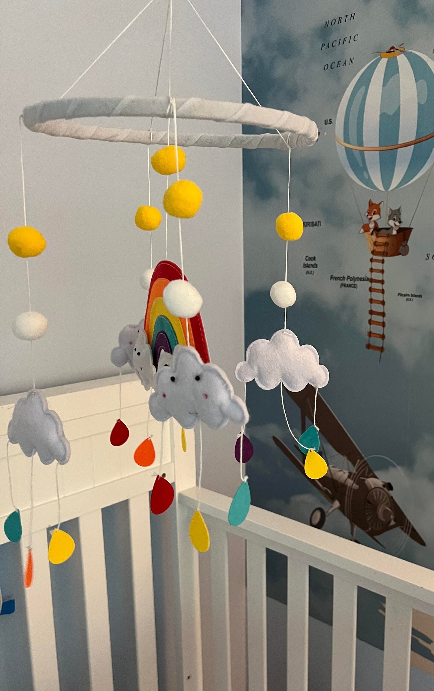 Rainbow and Cloud Nursery Mobile