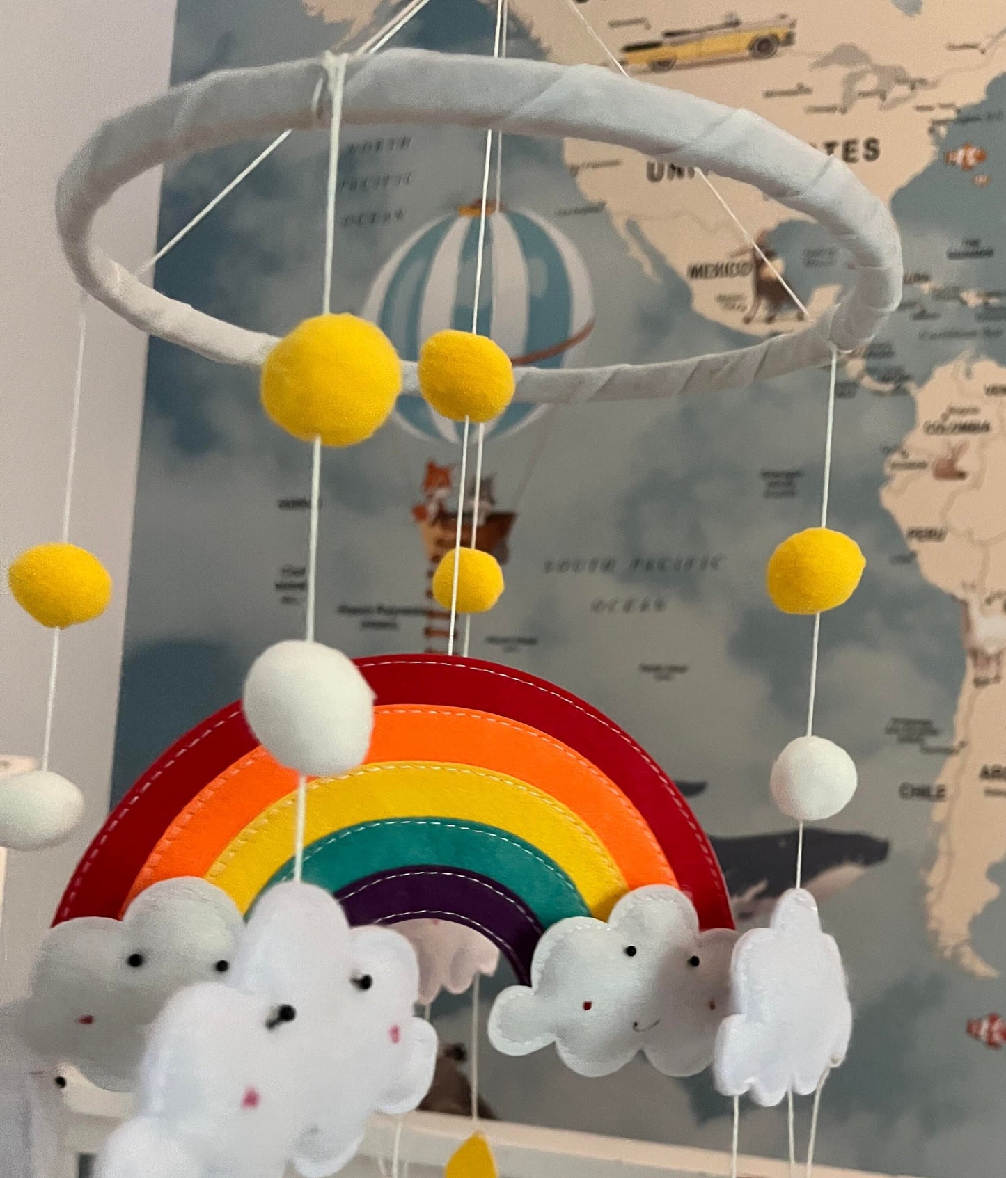 Rainbow and Cloud Nursery Mobile