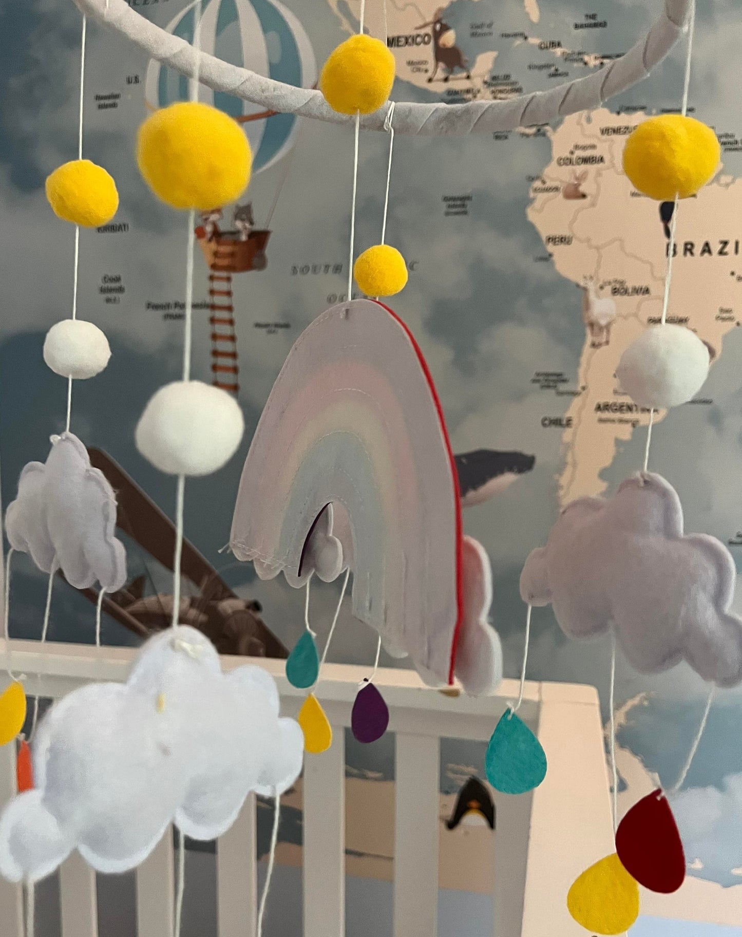 Rainbow and Cloud Nursery Mobile