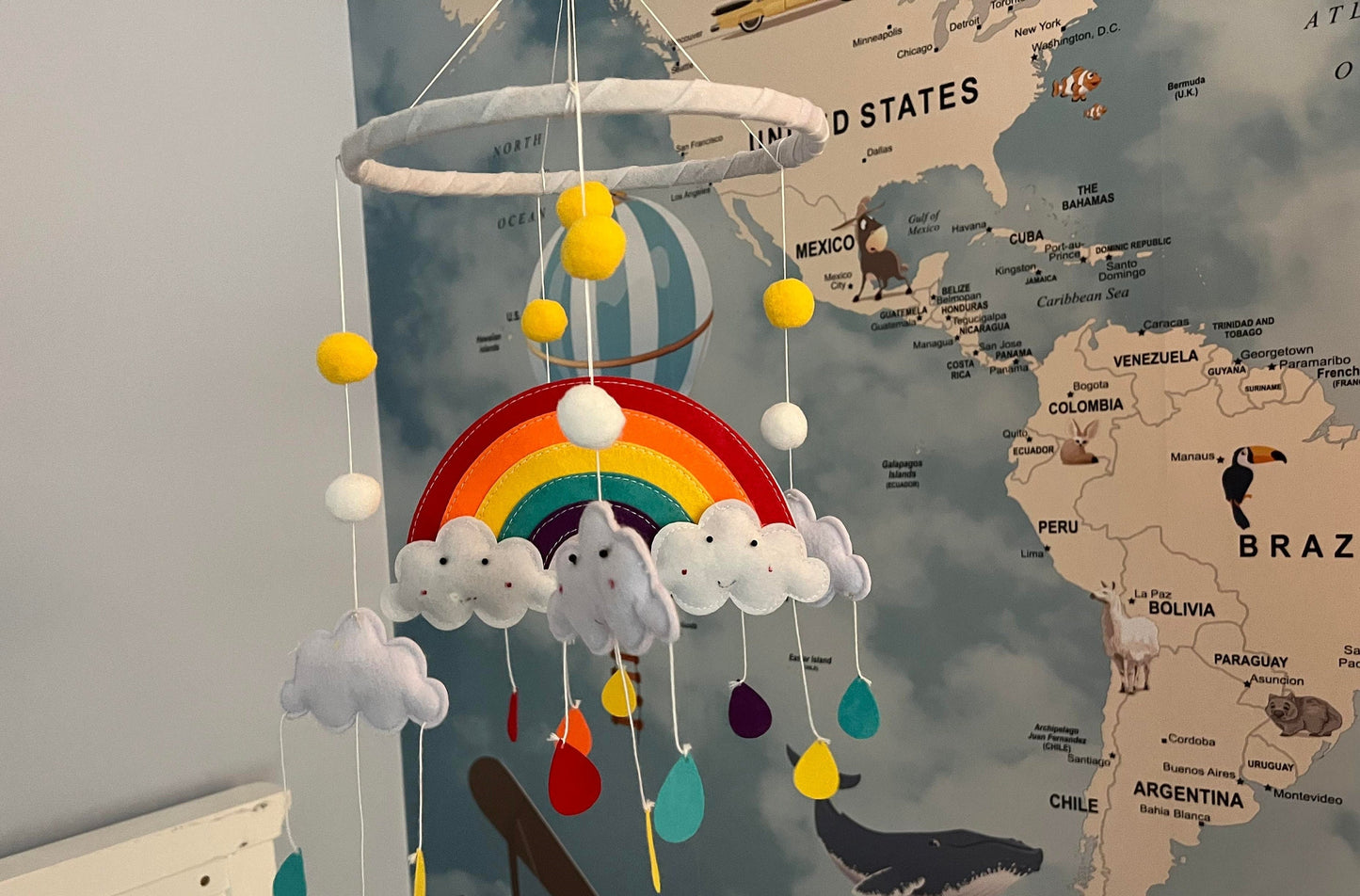 Rainbow and Cloud Nursery Mobile