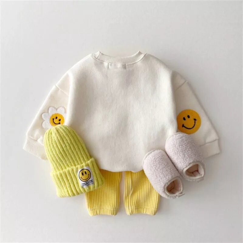 Warm and Cozy Sweater for Toddler and Kids, Smiley Face Sweatshirt for 1- 3 years old Little Ones