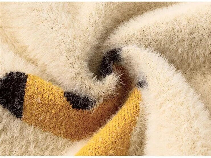 Toddler Girls Fawn Pattern Fluffy Knit Sweater