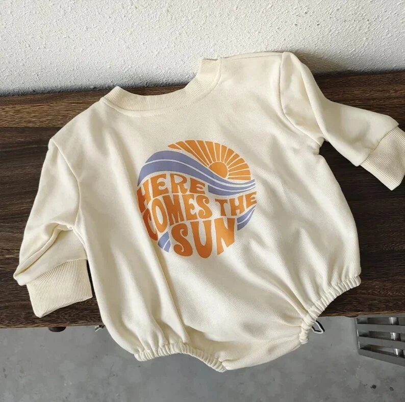 Here Comes The Sun Sweatshirt Romper, oversized baby and toddler sweater
