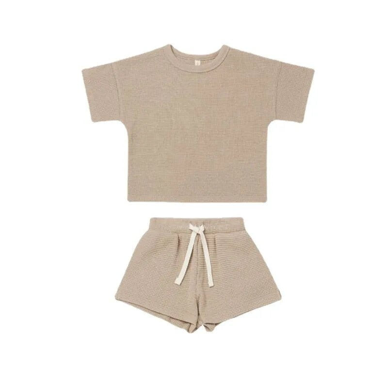 Waffle Tee + Short set - Spruce Stripe