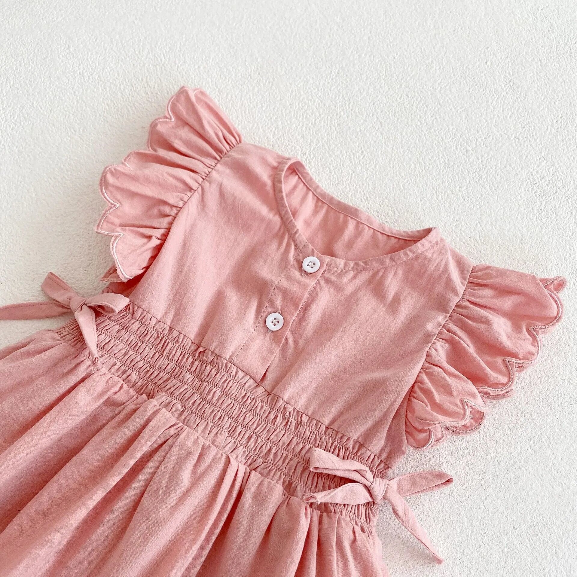 Summer Pink Dress for Baby and Toddler girl, flying sleeve