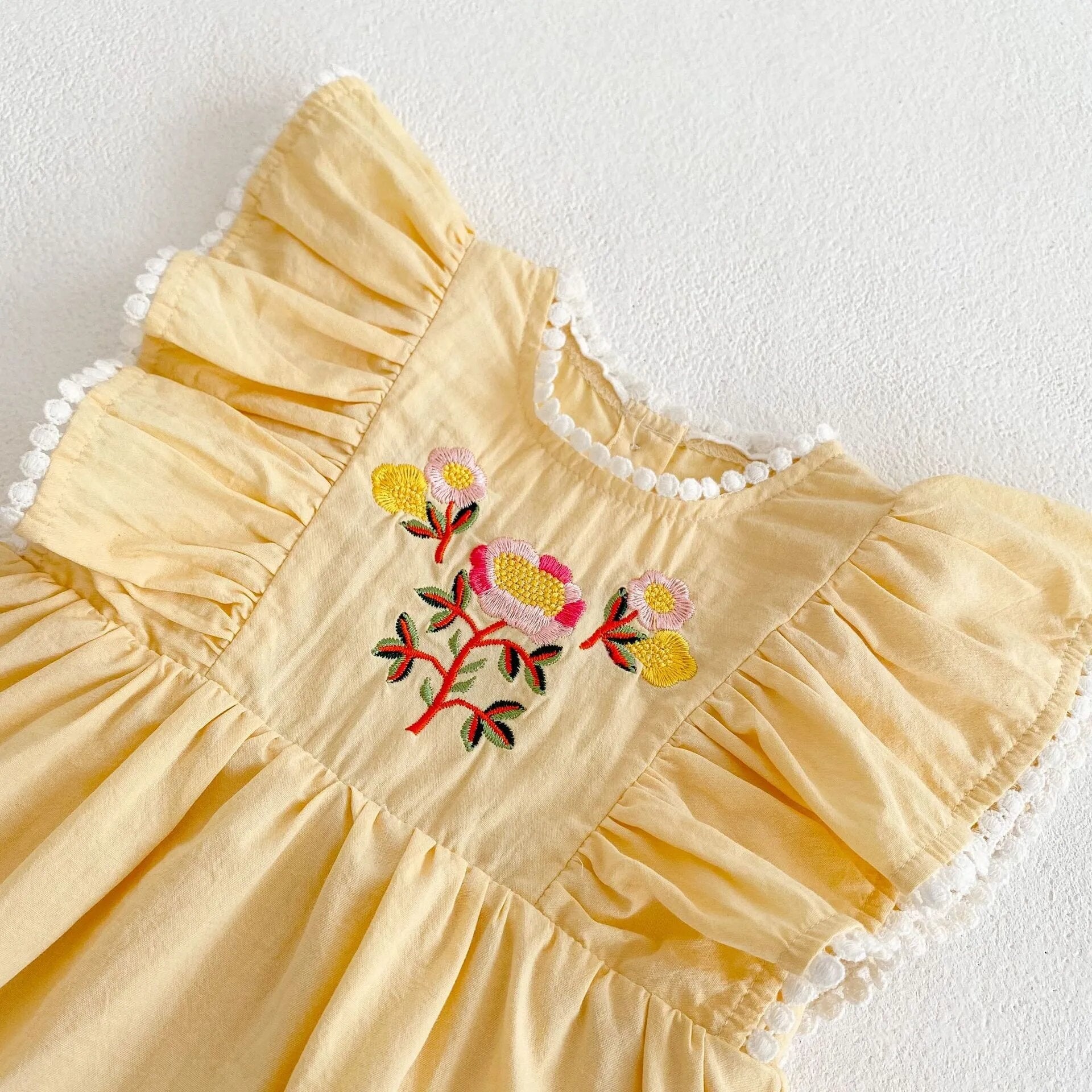 Baby Summer Dress, Embroidered, Flying Sleeve Lace, One-piece Dress for Baby and Toddler