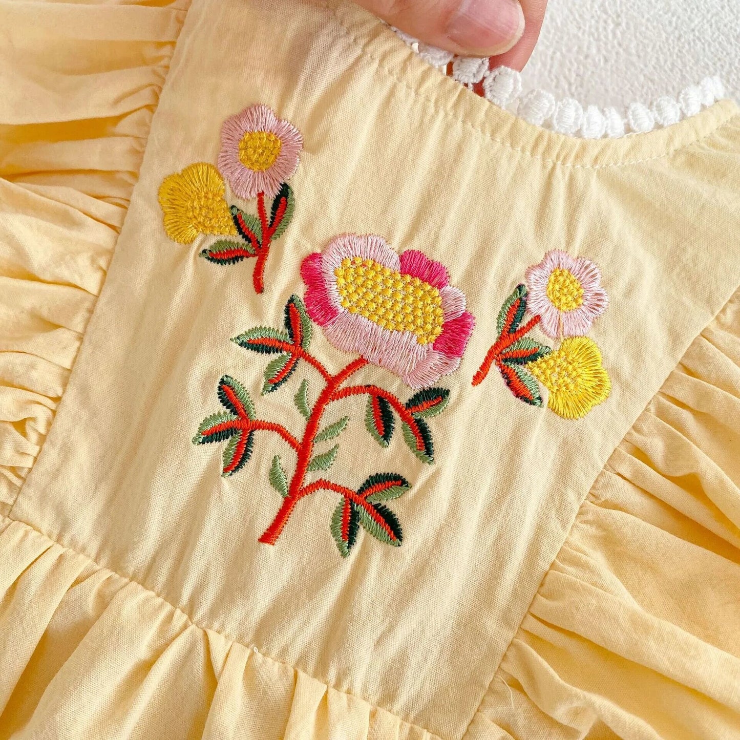 Baby Summer Dress, Embroidered, Flying Sleeve Lace, One-piece Dress for Baby and Toddler