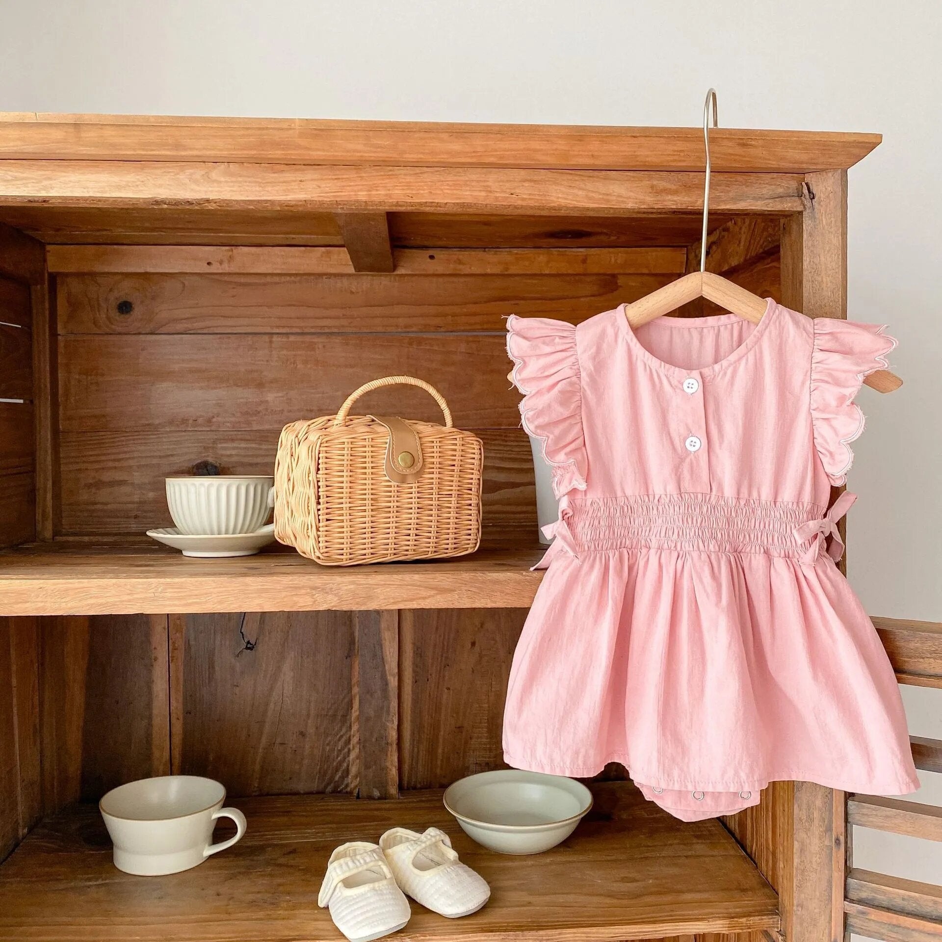 Summer Pink Dress for Baby and Toddler girl, flying sleeve