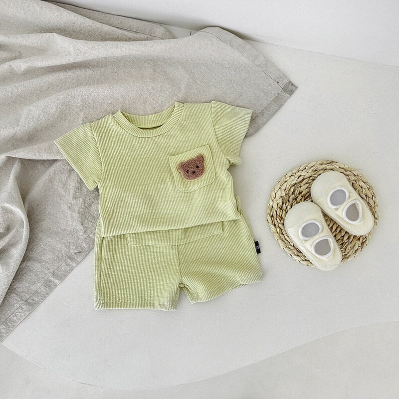 Baby Bear Print Clothes, Summer T-Shirt and Shorts Set