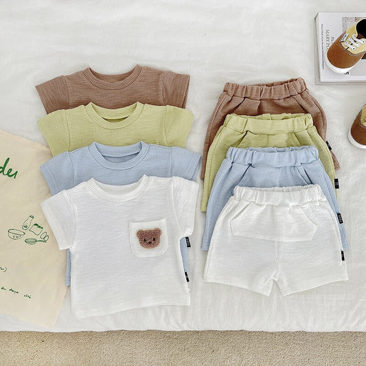 Baby Bear Print Clothes, Summer T-Shirt and Shorts Set