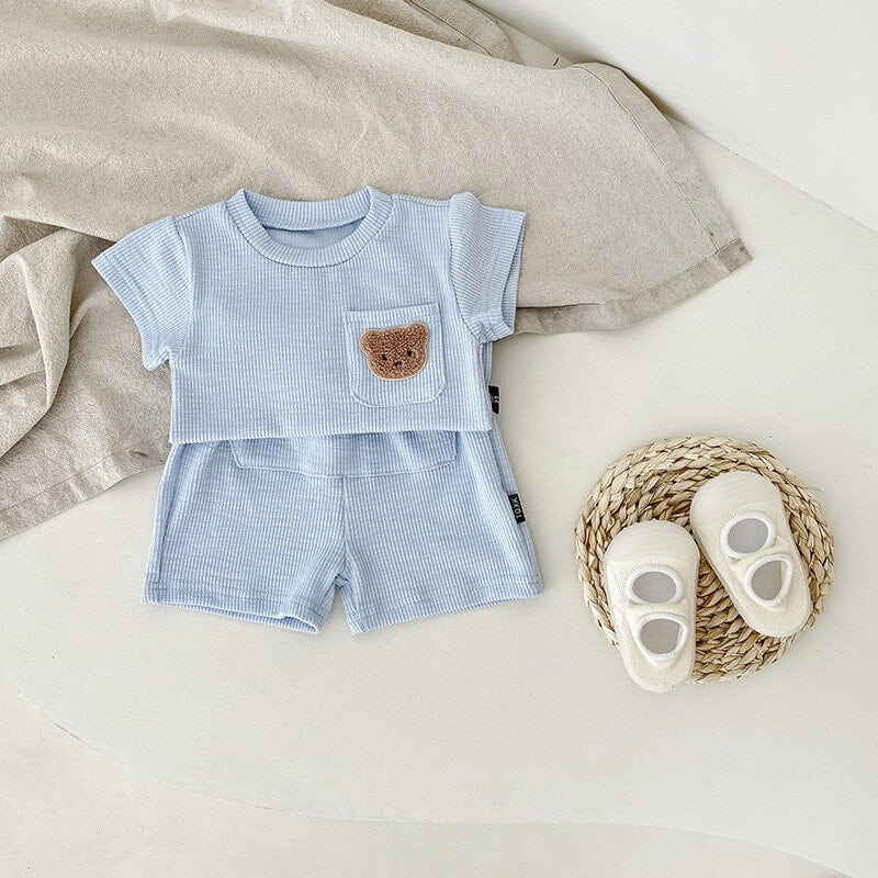 Baby Bear Print Clothes, Summer T-Shirt and Shorts Set