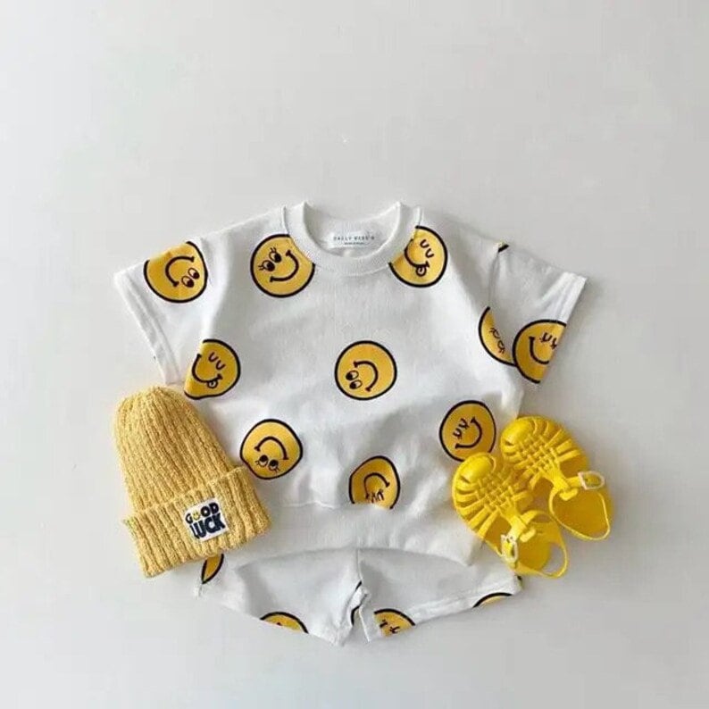 Smiley Face Summer Toddler Shirt and Short Set