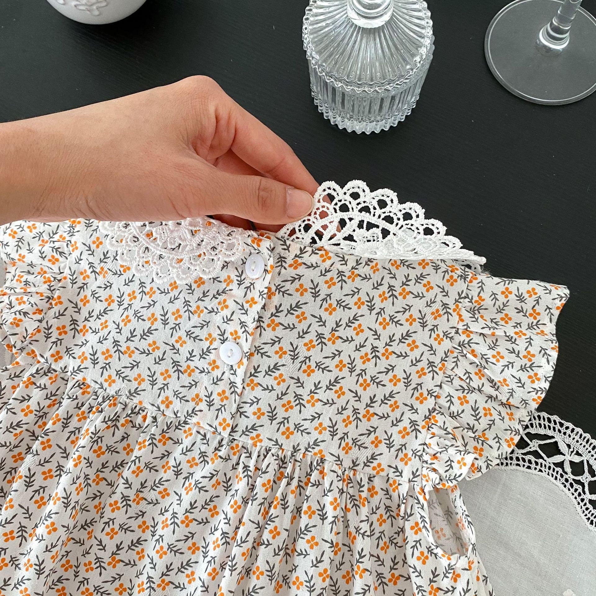 Baby girl floral cute sleeveless lace dress
