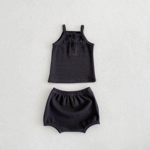 Unisex Waffle Knit Top & Shorts 2 Pc Set