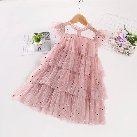 Baby Pink color Special Occasion Tulle Dress for toddler girls