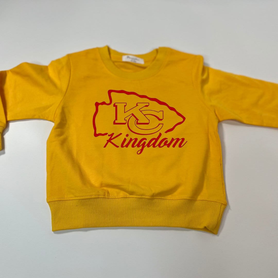 Chiefs, KC Sweater romper for kids/toddlers. Kansas City Kingdom Sweatshirt