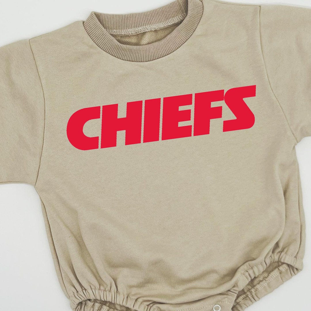 Chiefs, KC Bubble Sweatshirt romper for baby/infant/toddler. Oversized Sweatshirt