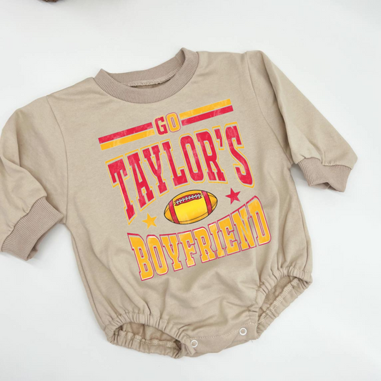 Travis Kelce Chief, KC Bubble Sweatshirt romper for baby/infant/toddler. Oversized Sweatshirt