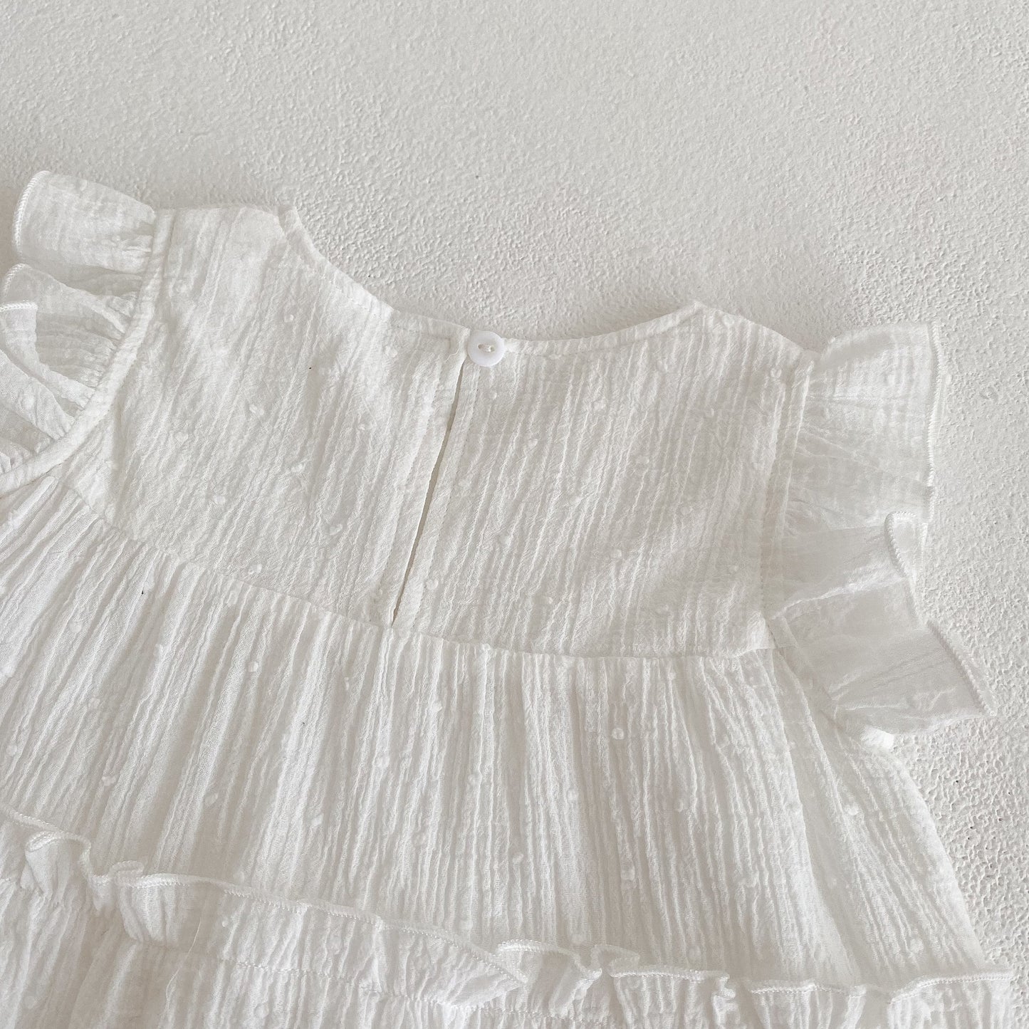 Toddler Girl Round Neck Ruffled Flying Sleeves Summer Dress