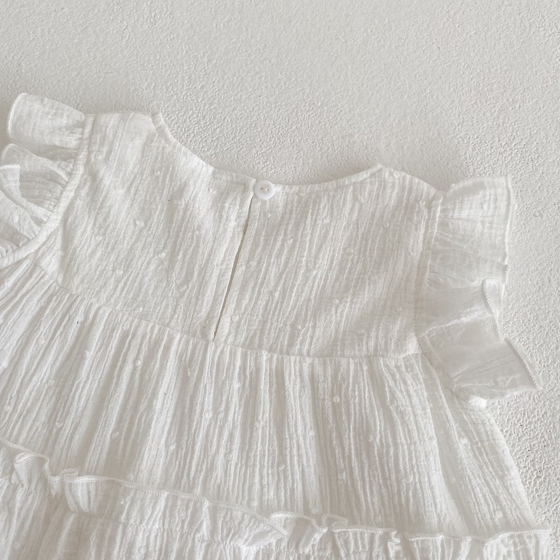 Toddler Girl Round Neck Ruffled Flying Sleeves Summer Dress