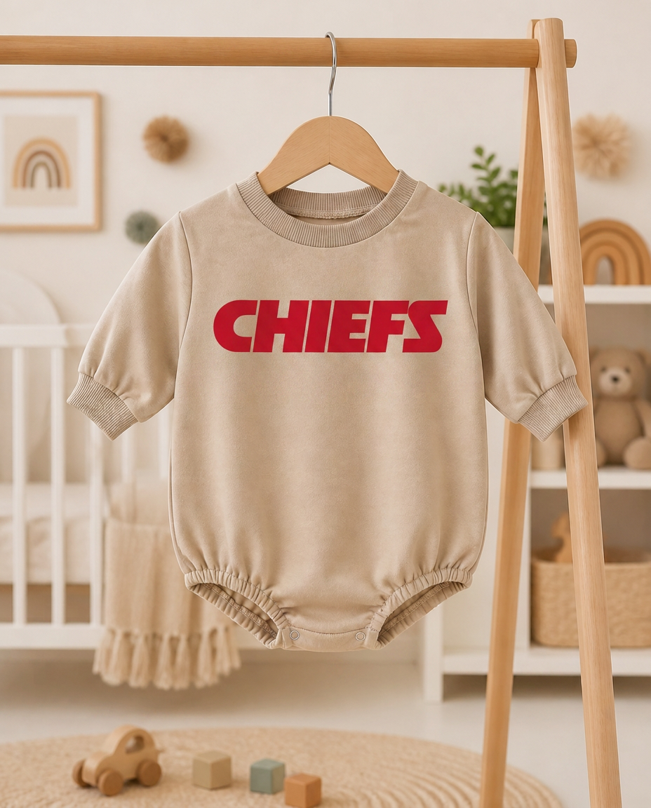 Oversized Chiefs, KC Bubble Sweatshirt Romper