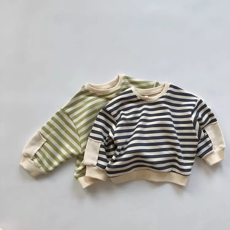 Green and Black Striped Sweatshirt