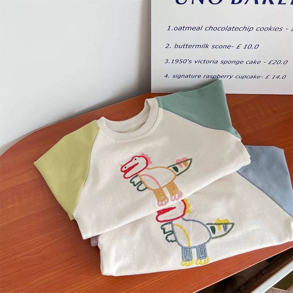 Embroidered Dino Sweatshirt