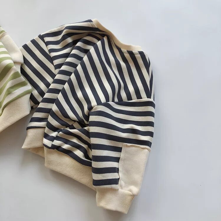 Green and Black Striped Sweatshirt