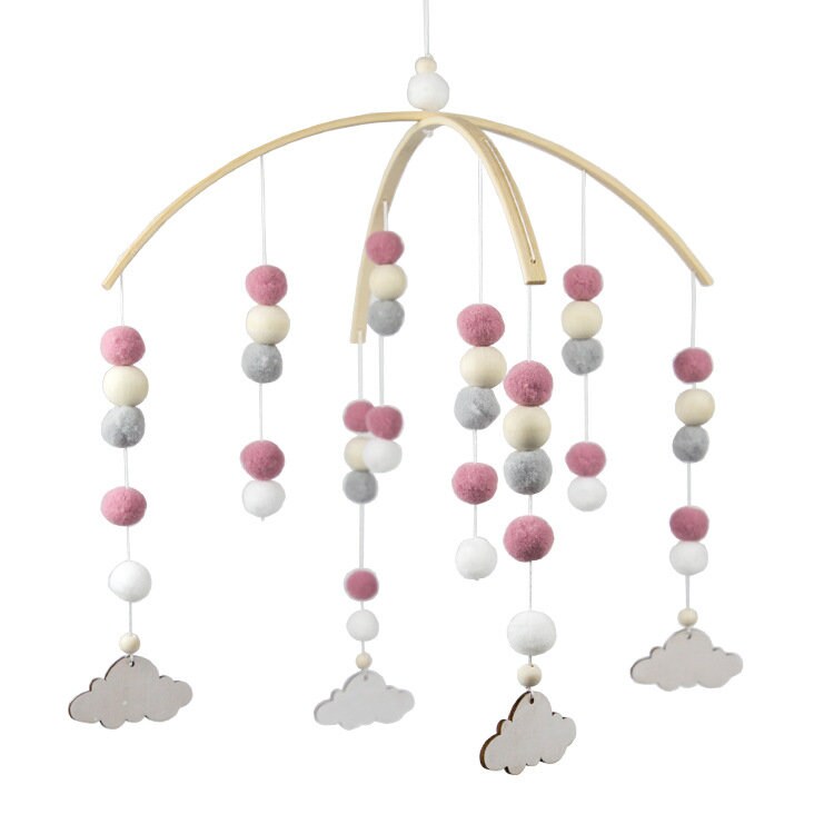 Pink felt ball Nursery mobile