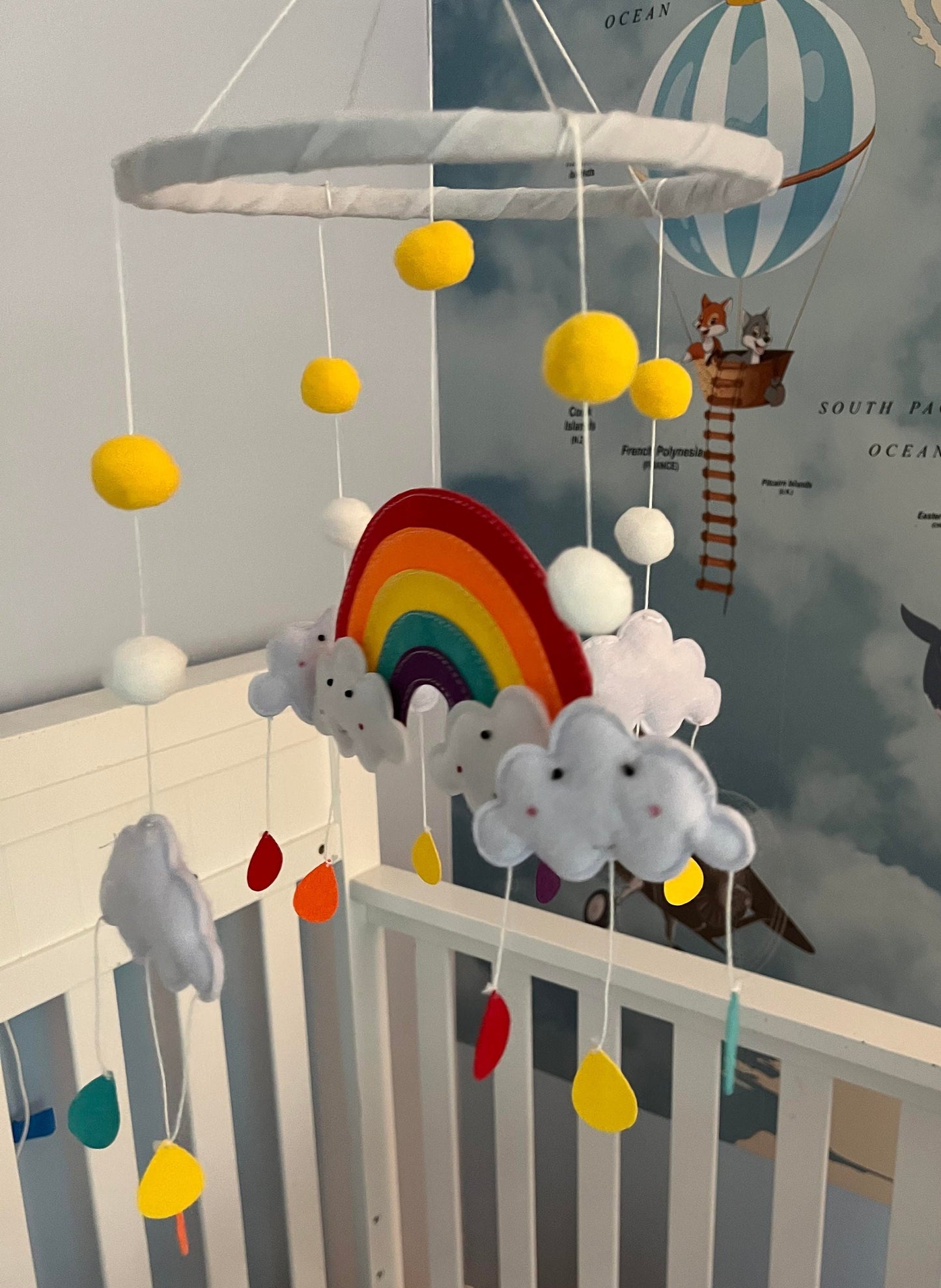 Rainbow and Cloud Nursery Mobile