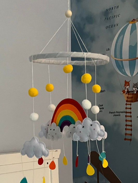 Rainbow and Cloud Nursery Mobile
