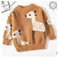 Toddler Girls Fawn Pattern Fluffy Knit Sweater